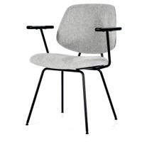 Eleonora Eetkamerstoel 'Lynn' met armleuning, kleur Grijs Fletcher - thumbnail