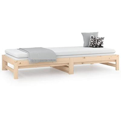 Slaapbank uitschuifbaar 2x(90x200) cm massief grenenhout