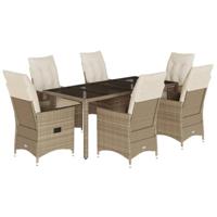 7-delige Tuinset met kussens poly rattan beige - thumbnail