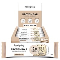 Foodspring Protein Bar Extra Chocolate White Chocolate Almond (12 x 45 g) - thumbnail