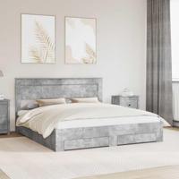 Bedframe met hoofdeinde Beton Grijs 180 x 200 cm Bewerkt hout - thumbnail