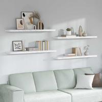 Wandplank 4 pcs Wit Marmer 120 x 23,5 x 4 cm Bewerkt hout - thumbnail