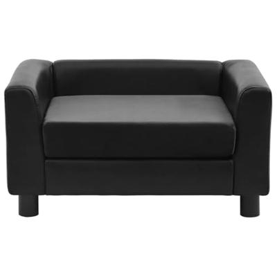 Hondenbank 60x43x30 cm pluche en kunstleer zwart