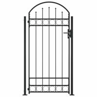 VidaXL Poort met gebogen bovenkant en 2 palen 105x204 cm zwart - thumbnail