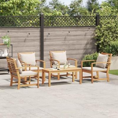 Tuinbankenset 5 pcs Naturel Massief Teakhout