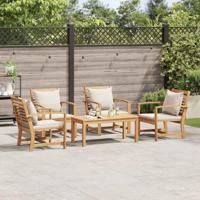Tuinbankenset 5 pcs Naturel Massief Teakhout - thumbnail