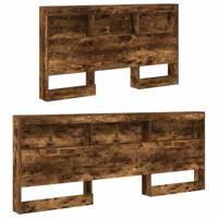 Opberghoofdbord met plank Gerookt eiken 140 cm Bewerkt hout - thumbnail