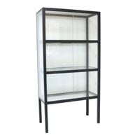 HKliving vitrinekast glas hout zwart 148 x 75 x 36 - thumbnail