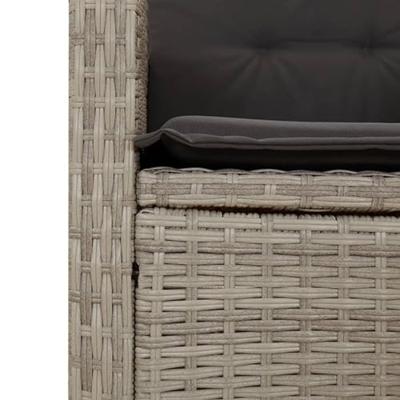Tuinbankje verstelbaar met kussens poly rattan lichtgrijs