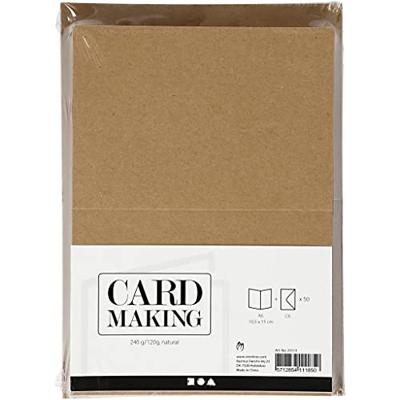 Creativ Company Kaarten en enveloppen naturel, 50 sets Creativ Company Kaarten en enveloppen naturel, 50 sets