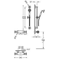 Douchekraan Tres Clasic Thermostatisch Set Incl. Glijstang en Handdouche Chroom - thumbnail