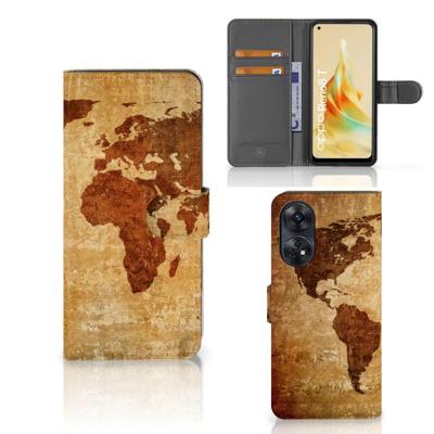 OPPO Reno8 T 4G | Flip Cover | Wereldkaart OPPO Reno8 T 4G | Flip Cover | Wereldkaart