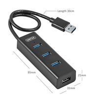 UNITEK Y-3089 interface hub USB 3.2 Gen 1 (3.1 Gen 1) Type-A 5000 Mbit/s Zwart - thumbnail