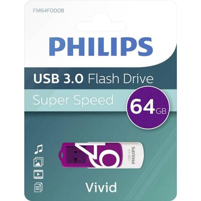 Philips FM64FD00B USB flash drive 64 GB USB Type-A 3.0 (3.1 Gen 1) Paars, Wit