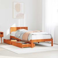 Bedframe met hoofdeinde Wasbruin 70 x 190 cm Massief Vurenhout - thumbnail