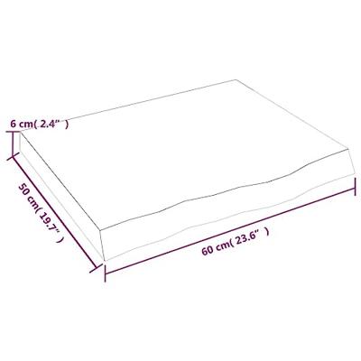 Wastafelblad 60x50x6 cm onbehandeld massief hout Wastafelblad 60x50x6 cm onbehandeld massief hout