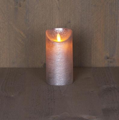 LED Kaars Wax Zilver 15cm