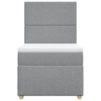 Boxspring met matras stof lichtgrijs 90x200 cm - thumbnail