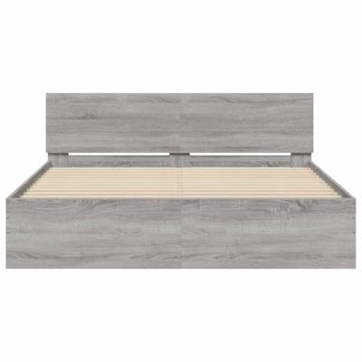 Bedframe met hoofdeinde en LED grijs sonoma eiken 150x200 cm