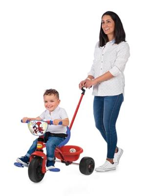 Smoby - Be Fun Driewieler - Spidey - Schaalbaar van 15 maanden tot 3 jaar - Kinderstok verstelbaar in 3 standen - Veiligheidsgordel