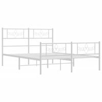 Bedframe met hoofd- en voeteneinde metaal wit 140x190 cm - thumbnail