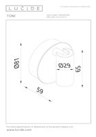 Lucide TONI - Oplaadbare Wandspot / Wandlamp - Accu/Batterij - Ø 8,1 cm - LED Dimb. - CCT - 1x2W 2700K/4000K - Bewegingssensor (uitschakelbaar) - Magnetisch - Zwart - thumbnail