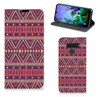 LG Q60 Hoesje met Magneet Aztec Paars - thumbnail