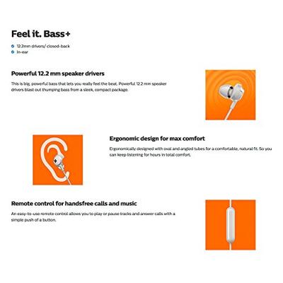 Philips Audio SHE4305WT/00 In-Ear Kopfhörer (Voluminöse Bässe, Integriertes Mikrofon, Geräuschisolation, Ergonomisches Design, 3 Ohrkappentypen) weiß
