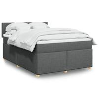 Boxspring met matras stof donkergrijs 140x200 cm - thumbnail