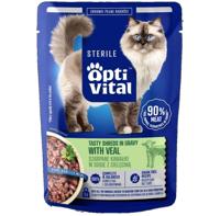 OPTIVITAL Sterile Tasty shreds in gravy with veal - nat kattenvoer - 85g - thumbnail