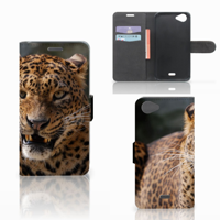 Wiko Rainbow Jam Telefoonhoesje met Pasjes Luipaard - thumbnail