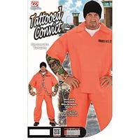 Oranje gevangenis kostuum met tattoo&apos;s - thumbnail