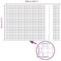 VidaXL Hek met paal zilver 0,8 x 10 m staal - thumbnail