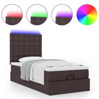 Ottoman bed met matras en LED's 120x200cm stof donkerbruin - thumbnail