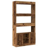 Hoge kast 92x33x180 cm bewerkt hout oud houtkleurig - thumbnail