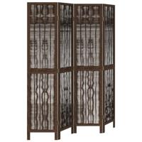 Kamerscherm met 4 panelen massief paulowniahout donkerbruin - thumbnail