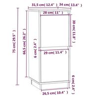Dressoir 31,5x34x75 cm massief grenenhout - thumbnail
