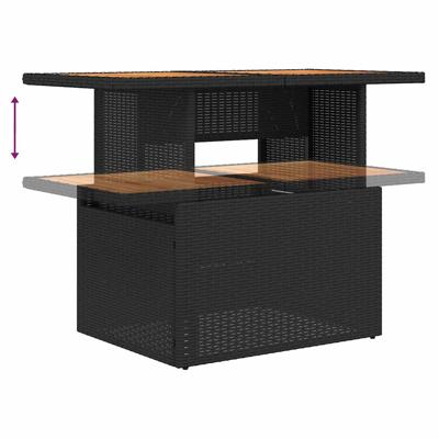 6-delige Loungeset met kussens poly rattan zwart - thumbnail