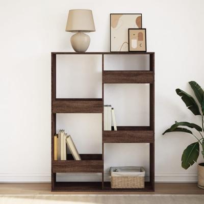 Boekenkast 100x33x135 cm bewerkt hout bruin eikenkleurig