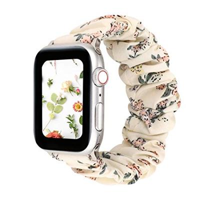 Elastisch scrunchie nylon bandje - Bloemenprint licht - Geschikt voor Apple Watch 44mm / 45mm / 46mm / 49mm Elastisch scrunchie nylon bandje - Bloemenprint licht - Geschikt voor Apple Watch 44mm / 45mm / 46mm / 49mm