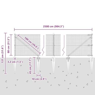 VidaXL Afrasteringspaal zilver 25 x 0,8 m (19 x 19 mm gaas) staal
