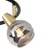 QAZQA Plafondlamp zwart 44,5 cm met smoke glas 3-lichts - Vidro - thumbnail