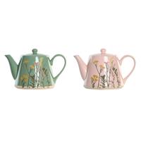 Theepot DKD Home Decor Roze Groen Keramiek (2 Stuks) - thumbnail