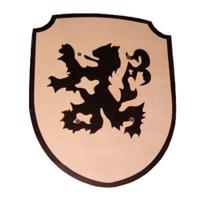 Playwood houten schild leeuw met stoffen handvat - thumbnail