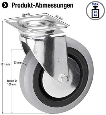 Metafranc Zwenkwiel 100Mm Rubber Gr W - WU0800670