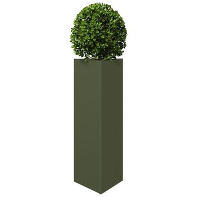 VidaXL Plantenbak driehoek 30x26x75 cm staal olijfgroen