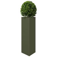 VidaXL Plantenbak driehoek 30x26x75 cm staal olijfgroen - thumbnail