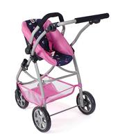 Combi-poppenwagen Emotion - Vlinders Navy Roze - thumbnail