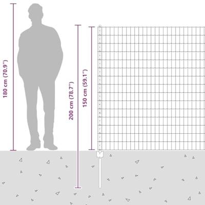 VidaXL Hek met paal zilver 1,5 x 10 m staal