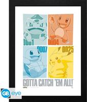 Pokemon Framed Print - Pikachu & Kanto Starters - thumbnail
